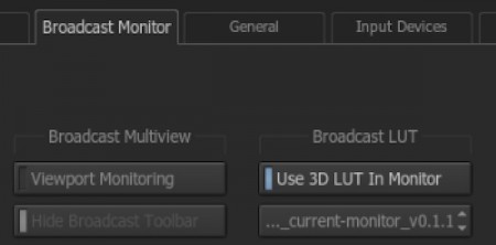 Broadcast LUTのUse 3D LUT In MonitorをオンにしてLUTファイルを選択