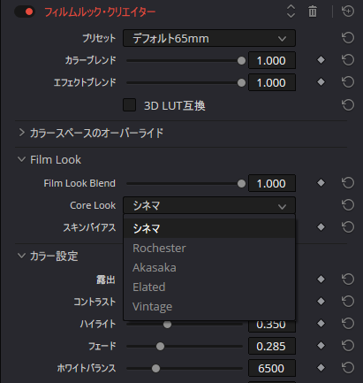 フィルムルッククリエーターの新しいコアルックオプション