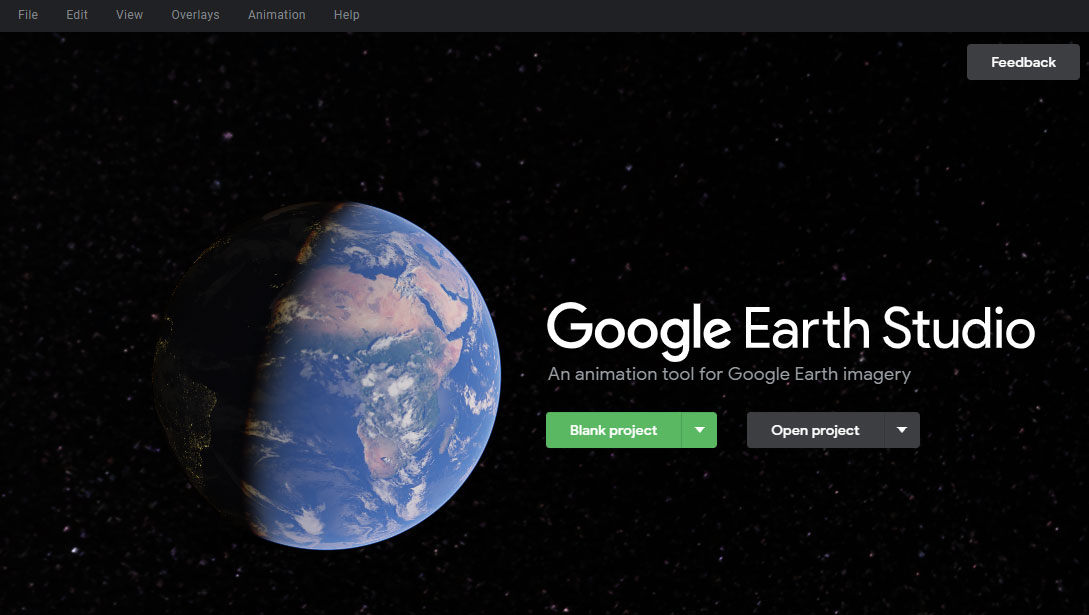 とGoogle Earth Studioの起動画面