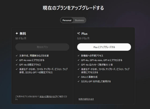 ChatGPTのプラン